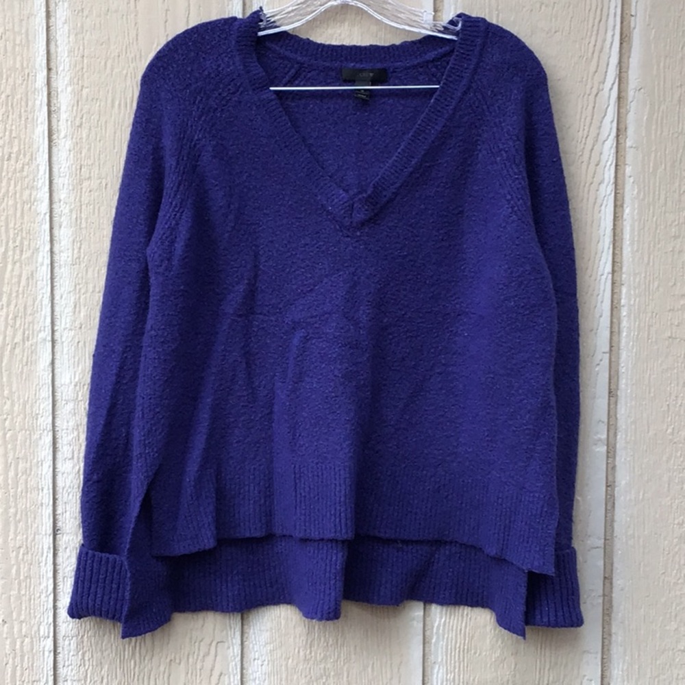 J. CREW Women's Bluish-Purple V-Neck Sweater